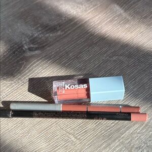 Kosas Lip Oil New and Dual Lip Liners - Rockin  Rose and nude cosmos